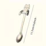 3 piezas de cucharas de café en forma de gato de acero inoxidable, cucharas para helado miniatura, encantadores utensilios de cocina, regalo perfecto para cumpleaños, fiestas, vacaciones para amantes de los gatos