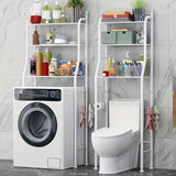 Estantería de Almacenamiento Sobre el Inodoro | Organizador de Baño Independiente de Metal con Ganchos | Instalación Sin Taladro | Estantes Multiniveles para Inodoro y Lavadora | Diseño Ahorra-Espacio | Acabado Blanco | Ideal para Toallas, Artículos de A