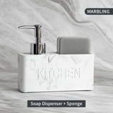 Dispensador de jabón multifuncional, botella de loción con portaesponja, dispensador de jabón líquido para baño, botella recargable práctica para lavabo, accesorios de baño