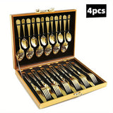 Juego de 4 cubiertos de acero inoxidable premium, pulido espejo, lavable en lavavajillas, ideal para restaurantes, cocinas, camping y picnics