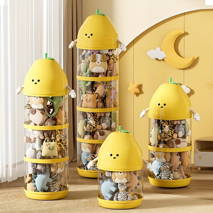 Cubos de Almacenamiento de Plástico Apilables y Modernos - Cilíndricos Transparentes para Juguetes, Muñecas y Marionetas - Cajas de Clasificación de Gran Capacidad, Canastas, Contenedores y Organizadores para la Organización del Hogar