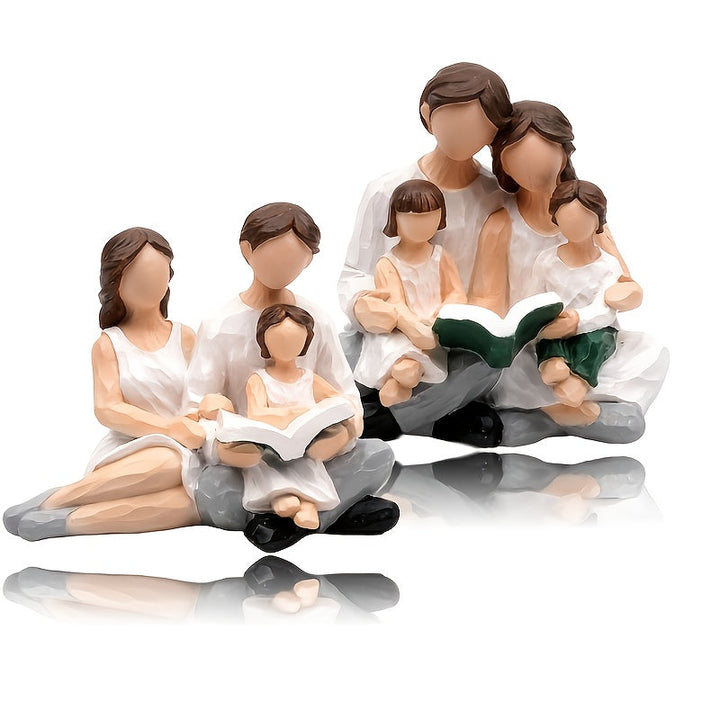 Un conjunto precioso de esculturas de resina para momentos familiares - Padre, hijo y cuatro esculturas de lectura, adornos de mesa, adecuados para varios tipos de habitaciones, decoración del hogar y sala de estar, uso interior, esculturas interiores.