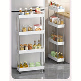 Carro de almacenamiento de cuatro niveles, carrito de varias capas para espacios reducidos - estantería de cocina, carrito de piso, organizador delgado, organizador de varias capas para sala de estar y baño.
