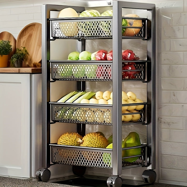 Estantería de metal negra de 3/4 niveles con ruedas, ideal para espacios pequeños, cocinas, baños y lavanderías, carrito práctico moderno con ruedas bloqueables