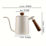 Cafetera de Acero Inoxidable de 600ml con Mango de Madera - Infusión por Goteo, Diseño de Pico Largo para Uso Doméstico - Perfecta para Halloween, Navidad, Pascua, San Valentín, Acción de Gracias