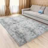 Alfombra grande para sala, diseño tie-dye en tono gris agua, textura esponjosa y ultra suave, moderna y decorativa, ideal para dormitorio