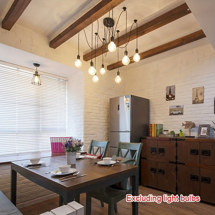 Araña de techo industrial moderna y elegante, lámpara colgante con 3/5/6/8 cabezales ajustables, estilo clásico antiguo, iluminación DIY