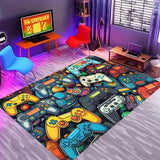 Alfombrilla de Área para Controlador de Juegos de 1 Pieza para Dormitorio de Niños - Diseño Vívido de Videojuego, Material Suave de Franela, Ligera y Lavable a Máquina, Ideal para Configuración de Deportes Electrónicos, Alfombra de Puerta, Cocina o Sala