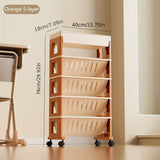 1 Mesa Lateral Rodante con Estantería - Carrito Moderno de Plástico de 3 Niveles con Ruedas, Blanco y Detalles de Madera, Organizador de Almacenamiento Multiusos para Aula, Oficina y Hogar, Decoraciones para Estanterías