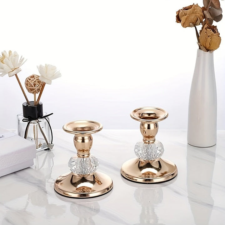 2pcs Candelabros Europeos Románticos para Cena a la Luz de las Velas, Decoraciones de Lujo Occidental para Bodas y Mesas Sencillas