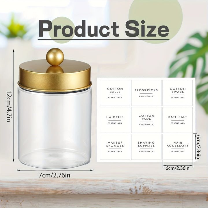 Dispensador de hisopos - Jarras de plástico de 8 oz para organizar maquillaje en el tocador, accesorios para baño, algodón, bolas, almohadillas y seda dental