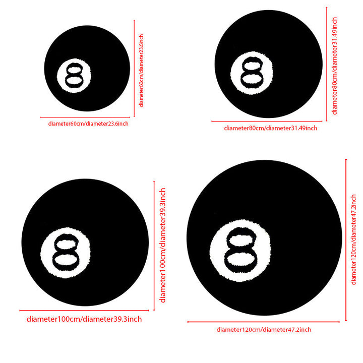 Alfombra de Área con Diseño de Bola de Billar N.º 8 Festiva - Suave, Esponjosa, Amigable con la Piel con Base Antideslizante, Perfecta para Decoración de Dormitorio, Poliéster, Lavable a Máquina