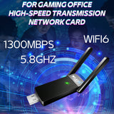 Tarjeta Adaptadora Inalámbrica de Doble Banda WiFi 5.3 y USB 5.3 con Antena Dual 2.4GHz/5.8GHz, Compatible con USB 3.0/2.0/1.1, Encriptación WPA2/WPA3-PSK, Compatibilidad con Windows Vista/XP/7/8/10/11, Linux, Mac OS 10.9-10.15