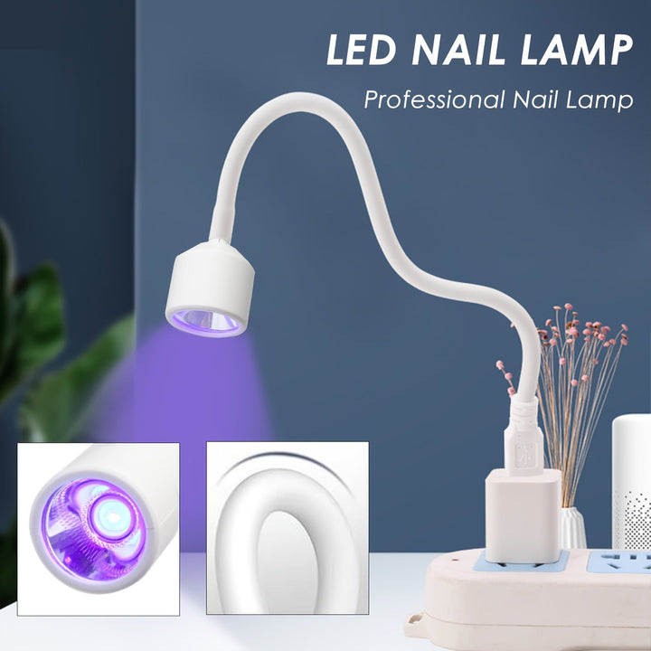 Linterna Portátil Mini para Secado de Uñas - Luz Blanca Ajustable con Cuello Flexible, Secador Rápido para Gel y Esmalte USB Recargable, Ideal para Manos y Pies en Casa o Viajes (Sin Pilas Necesarias)