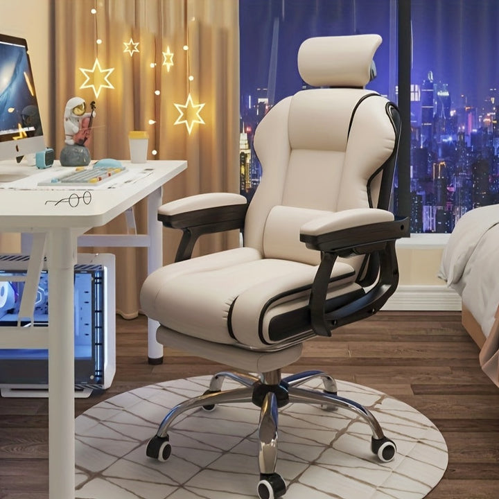Butaca Ergonómica con Soporte Lumbar - Base de Metal Resistente, Asiento Acolchado y Postura Ajustable - Para Hogar, Gaming u Oficina - Sin Necesidad de Energía, Fácil Montaje - Diseño Moderno en Blanco y , Mueble de Trabajo Cómodo y Estiloso
