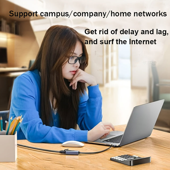 Adaptador Ethernet USB-C, Conector USBC a RJ45 LAN, Tasa de Transferencia de Datos 1Gbps, Carcasa de Aleación de Aluminio, Resistente al Caída, Disipación Rápida del Calor, Sin Sobrecalentamiento, Compatible con Chrome OS, Linux y MacOS, Redes de Oficina