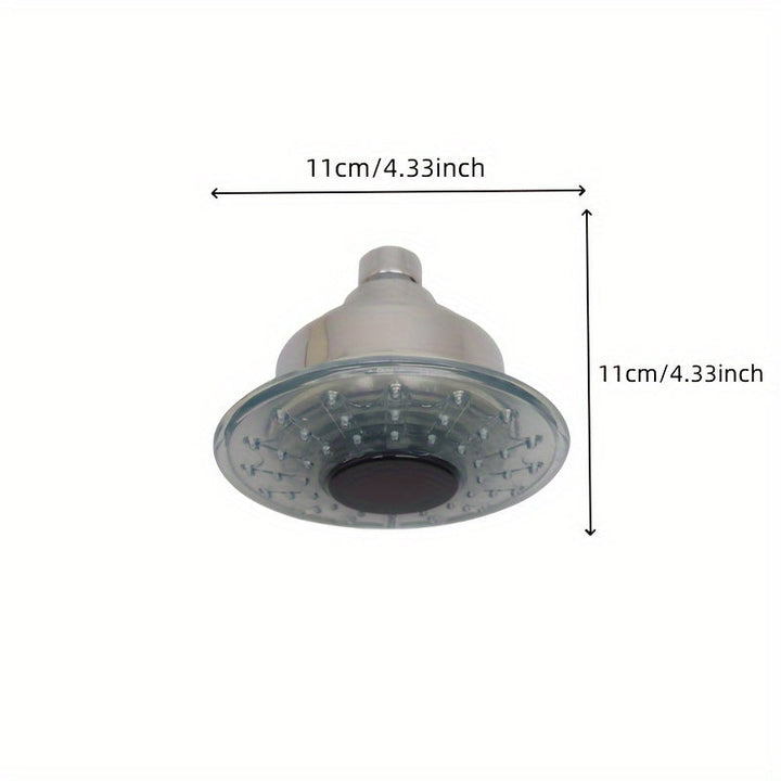 1pieza Lámpara LED hidroeléctrica montada en la pared, cabeza de ducha de plástico sin terminar de 4 pulgadas redondas con control de temperatura y cambio de color, ajuste de lluvia, ≤36V potencia hidroeléctrica