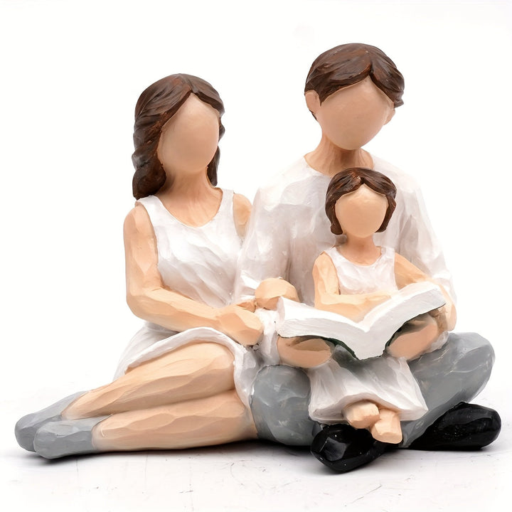 Un conjunto precioso de esculturas de resina para momentos familiares - Padre, hijo y cuatro esculturas de lectura, adornos de mesa, adecuados para varios tipos de habitaciones, decoración del hogar y sala de estar, uso interior, esculturas interiores.