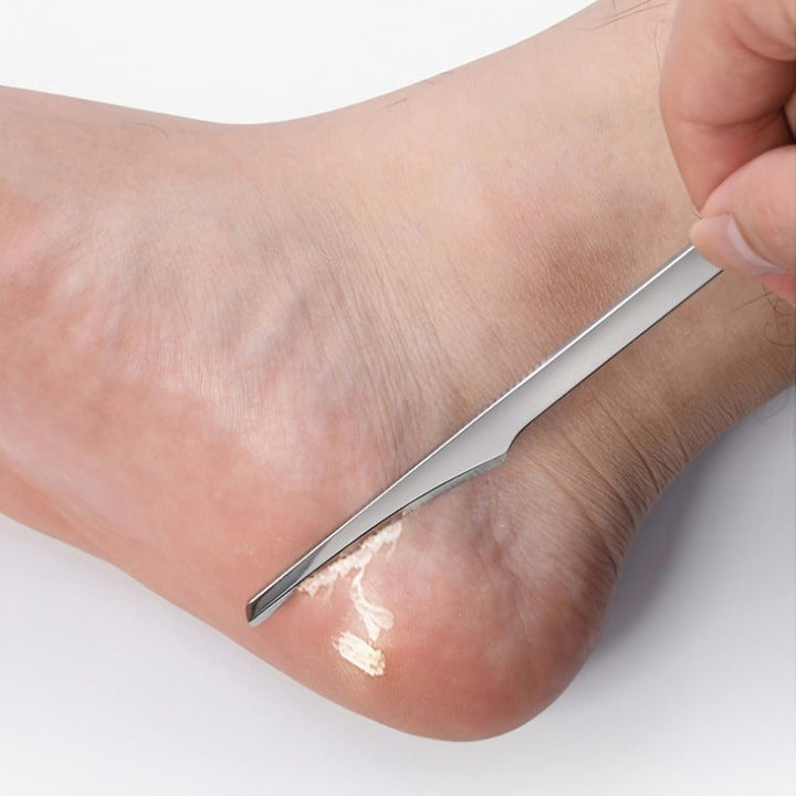 1 pieza, exfoliador de pies de acero inoxidable - Sin batería, sin fragancia, seguro para la piel seca y callos, herramienta de pedicura manual para el cuidado de los pies en casa, exfoliador de pies de acero inoxidable, herramienta duradera para el cuid