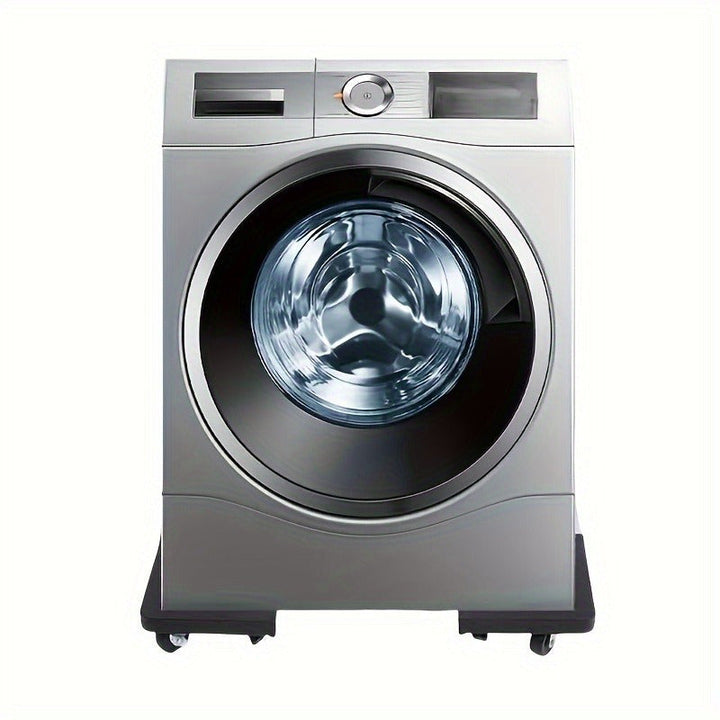 Carro de electrodomésticos de acero inoxidable con 4 ruedas bloqueables - base ajustable, diseño antihumedad y antiimpacto, perfil alto, compatible con refrigerador/lavadora