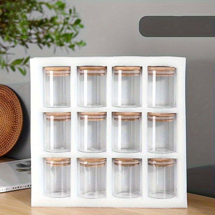 12 frascos de vidrio sellados con tapa abatible, contenedores multiusos para almacenar especias y alimentos secos en la cocina, lavables a mano, reutilizables, no requieren electricidad
