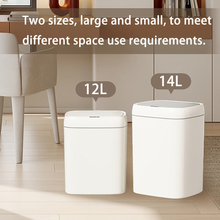 Cubo de basura inteligente con sensor de movimiento 12L/14L - Cierre silencioso, sello antiolores para cocina, baño y sala - Funciona con pilas AA (no incluidas)