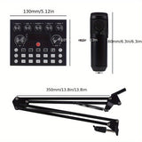 Kit de Interfaz de Audio NXG - Tarjeta de sonido profesional todo en uno con micrófono condensador, batería recargable, control de volumen y soporte: ideal para grabación de alta calidad, transmisión en vivo, streaming, juegos y karaoke