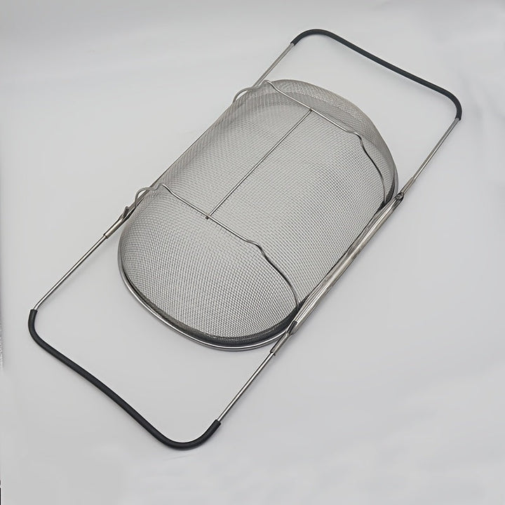 Red de filtro telescópica de acero inoxidable 304, multiusos, plegable, para 4 escenarios diferentes, para almacenamiento, baño, cocina, jardín, fregadero, deshidratador de frutas y verduras, sin instalación, resistente a la corrosión, soporte.