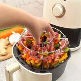 Parilla de Acero Inoxidable con 24 Pinchos para Barbacoa - Perfecta para Pollo, Carne y Verduras, Diseño Redondo Colgante para Distribución Uniforme del Calor, Sin Necesidad de Darle la Vuelta, Fácil de Limpiar, Ideal para Freidora o Horno, Herramienta d