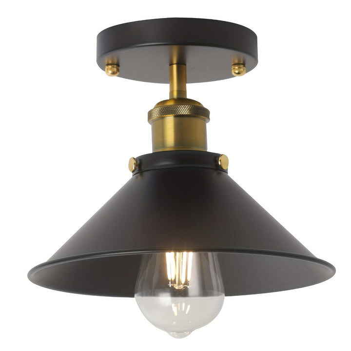 Luz de techo semi-inclinada industrial, pantalla de metal negro, excluyendo bombilla, equipo de iluminación para cocina de granja, pasillo de comedor y entrada (1 juego/2 juegos)