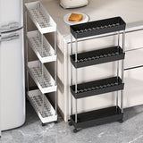Carrito de Almacenamiento Rodante de 3 Niveles con Ruedas - Estructura de Metal y Plástico, Diseño Estrecho Compacto, Fácil Montaje, Organizador Vertical Multiusos para Cocina, Baño, Lavandería, Sala - Unidad Móvil de Almacenamiento, Estantes Delgados, C