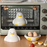 Cocedor de Huevos en Microondas con Forma de Pato para 4 Huevos - Vaporera de Plástico con Diseño de Pato Amarillo, Apto para Microondas, Sin Necesidad de Pilas, Delicia Compacta para el Desayuno en Casa