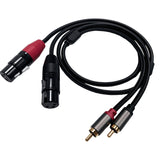 Cable de Audio Profesional Doble Hembra XLR a Macho RCA - Transferencia de Sonido de Alta Calidad para Receptores AV, Amplificadores, Sistemas de Cine en Casa, Equipos de Grabación y Más - con Conectores Rojos y Dorados