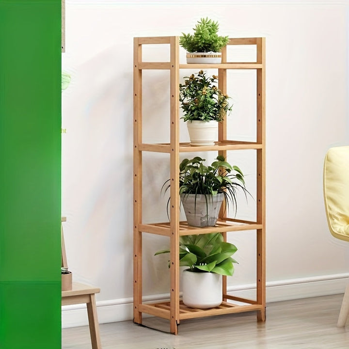 Estante de libros de madera de 4 niveles independiente - Soporte de almacenamiento multiusos con estantes abiertos y cerrados, sin ensamblaje de tubos metálicos, diseño que ahorra espacio para sala de estar, oficina, cocina, baño, unidad de estantería ve