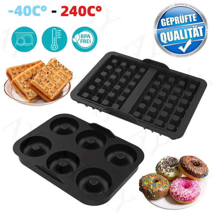 Tamaño compacto/2 piezas Moldes de silicona reutilizables para waffle donut antiadherentes para modelos Ninja AF400EU AF451EU SL400EU AF500DE y muchos otros accesorios de freidora de aire para horno