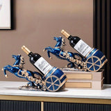 Elegante estante de vino azul para caballo - Diseño de resina lujoso con detalles dorados, ideal para cocina, comedor y decoración del hogar, perfecto para el Día de San Valentín, decoración de caballos.