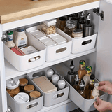 10pcs Cestas de Almacenamiento de Plástico Blanco con Asas - Cajas Organizadoras Rectangulares Versátiles para Armarios de Cocina, Baño y Despensa - Ideales para Especias, Snacks y Esenciales, Cestas de Estante