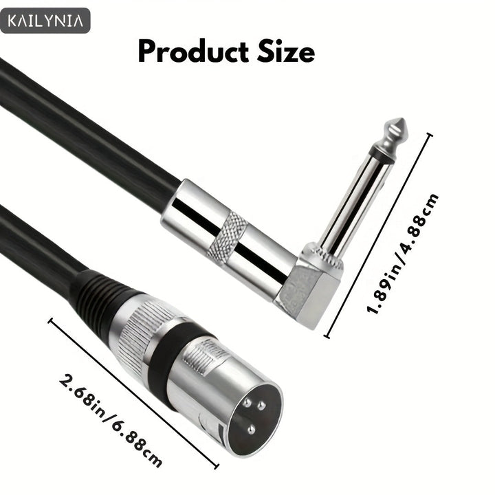 KAILYNIA Cable de Audio Balanceado Masculino XLR a TRS de 90° - Adecuado para Micrófonos y Mezcladores, Extensión de Sonido de Alta Calidad, , Múltiples Longitudes (91.44cm, 182.88cm, 3.05m, 4.57m, 6.1m, 9.14m) - 1 pieza, KAILYNIA