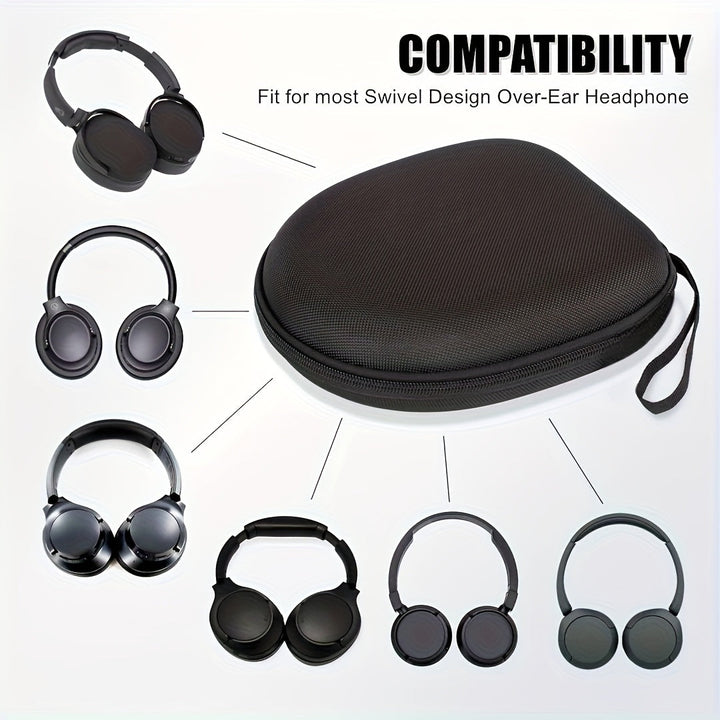 Estuche protector duro de EVA negro para auriculares, compatible con JBL Tune 510BT/520BT/500BT, funda delgada para Sony WH-CH520/510, bolsa de almacenamiento resistente a golpes con bolsillos para accesorios, estuche resistente | diseño elegante en negr