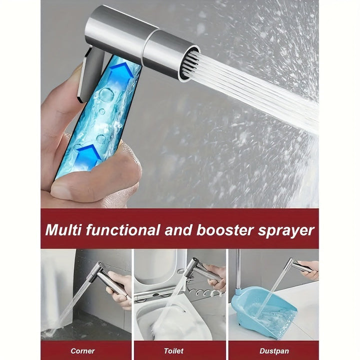 Cabezal de ducha ajustable de flujo de agua - Opciones de pulverización doble (Jet & Suave), acero inoxidable, auto-limpieza, diseño moderno para la higiene del baño, incluye manguera, cabezal de pulverización para la ducha, limpieza del inodoro, mango e