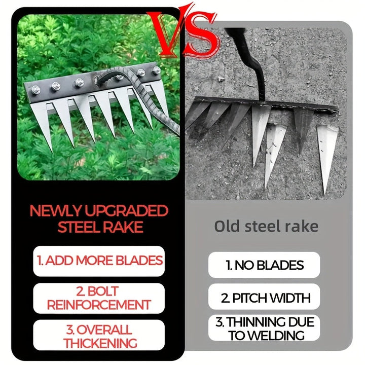 1pc Rastrillo Manual de Alta Resistencia con Cabeza Intercambiable - Construcción Robusta para Cuidado del Jardín, Nivelación de Suelo y Deshierbe - Ideal para Uso Doméstico, Profesional y Agrícola - Herramienta Portátil de Jardinería, Rastrillo para Hoj