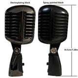 Microfono Vocal Dinámico Retro Clásico BT-55 - Negro, Aleación de Aluminio, Jack de 6.35mm, Ideal para Karaoke y Grabación, Fondo de Arte Mural Temático Musical Vibrante, Utilizado para Cantar en Karaoke, Estilo Retro
