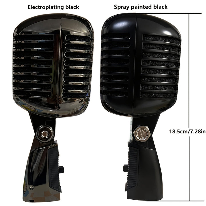 Microfono Vocal Dinámico Retro Clásico BT-55 - Negro, Aleación de Aluminio, Jack de 6.35mm, Ideal para Karaoke y Grabación, Fondo de Arte Mural Temático Musical Vibrante, Utilizado para Cantar en Karaoke, Estilo Retro