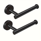 Portarrollos de papel higiénico de acero inoxidable, dispensador de rollo de papel de montaje en pared, diseño redondo moderno y elegante para baño, cocina, baño - Fácil instalación (negro)