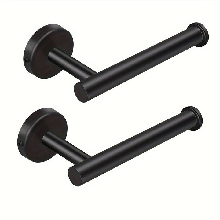 Portarrollos de papel higiénico de acero inoxidable, dispensador de rollo de papel de montaje en pared, diseño redondo moderno y elegante para baño, cocina, baño - Fácil instalación (negro)