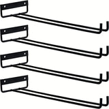 3-Pack/2-Pack/1-Pack Estante para colgar copas de vino de metal negro, soporte para copas invertido montado en la pared, organizador de copas de vino de una sola fila para el hogar, almacenamiento de cocina, organización conveniente de gabinetes y cajone