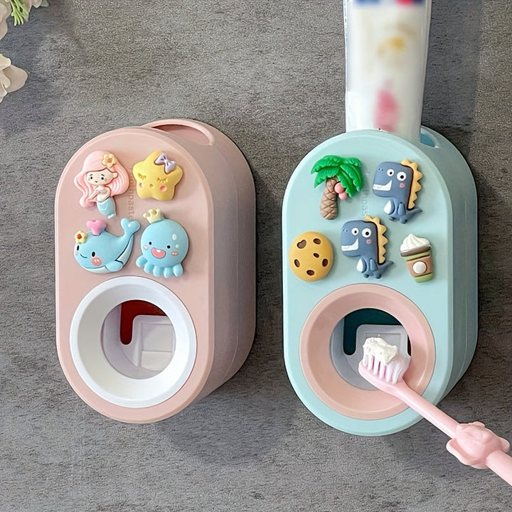 1 Exprimidor Automático De Pasta De Dientes, Soporte De Pasta De Dientes De Dibujos Animados Lindo 3D, Exprimidor De Pasta De Dientes Sin Perforación Para Colgar En La Pared, Adecuado Para Baño, Accesorios De Baño