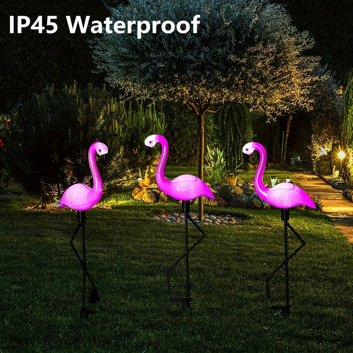 LCHPMY 1 pieza/2 piezas/4 piezas/3 piezas/2 juegos de luces LED solares con forma de flamenco, control táctil, batería recargable de níquel, decoración exterior de plástico con temática animal para jardín, césped, patio, estanque, patio trasero, Hallowee