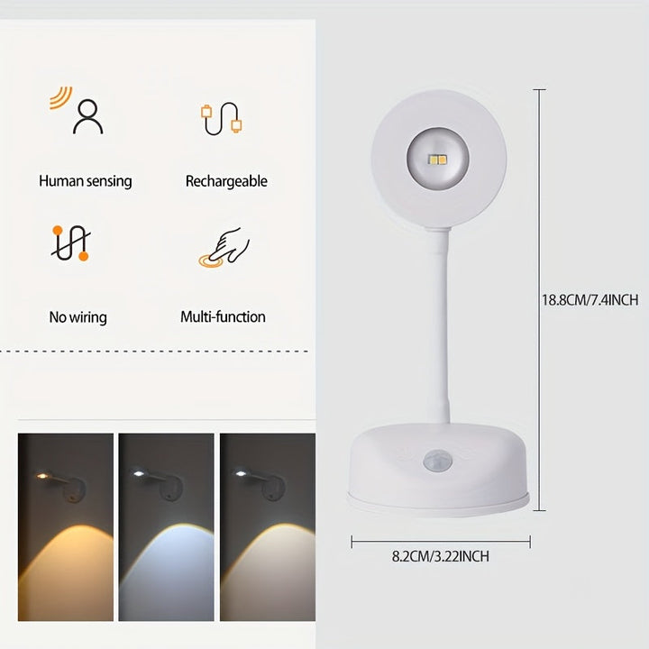1 pieza de luz de pared LED con sensor de movimiento recargable, inalámbrica, fácil de instalar, perfecta para escaleras, pasillos, salas de estar y dormitorios, control táctil, cuerpo de ABS, luz de sensor de movimiento para interiores.