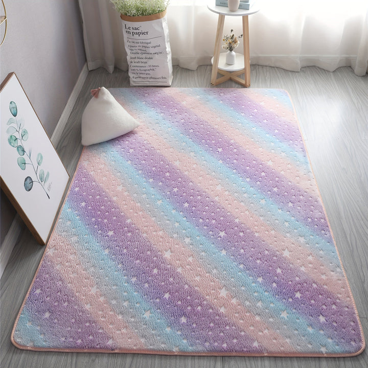 Suave Alfombra con Brillo Nocturno, Alfombra Rectangular Suave y Acogedora con Brillo Nocturno, Lavable a Mano y Perfecta para Dormitorio o Espacio Interior